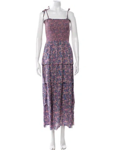 Pre-owned Loveshackfancy Floral Print Long Dress In Blue