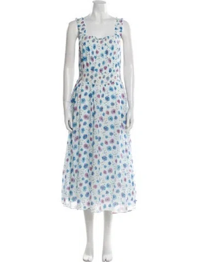 Pre-owned Loveshackfancy Floral Print Long Dress In Blue