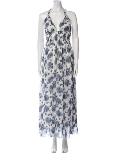 Pre-owned Loveshackfancy Floral Print Long Dress In Blue