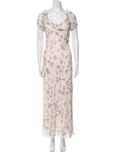Pre-owned Loveshackfancy Floral Print Long Dress In Blue