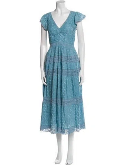Pre-owned Loveshackfancy Floral Print Long Dress In Blue