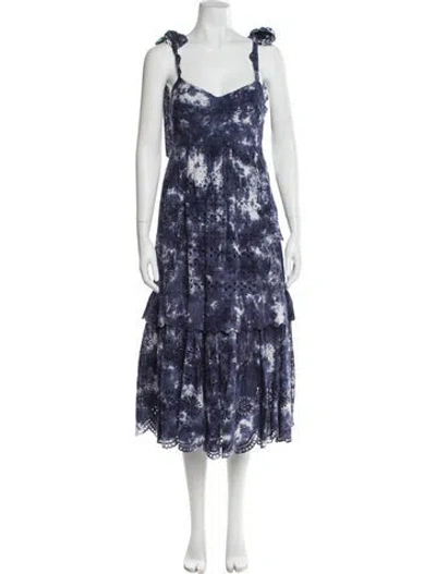Pre-owned Loveshackfancy Floral Print Long Dress In Blue