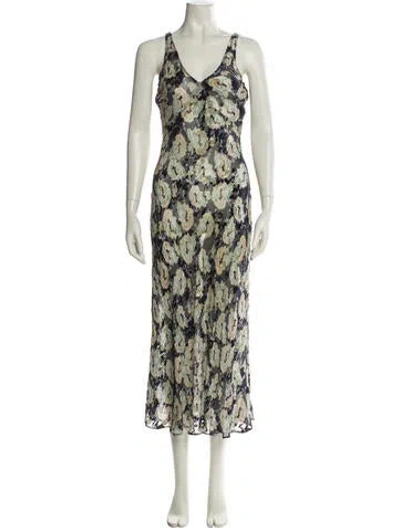 Pre-owned Loveshackfancy Floral Print Long Dress In Blue