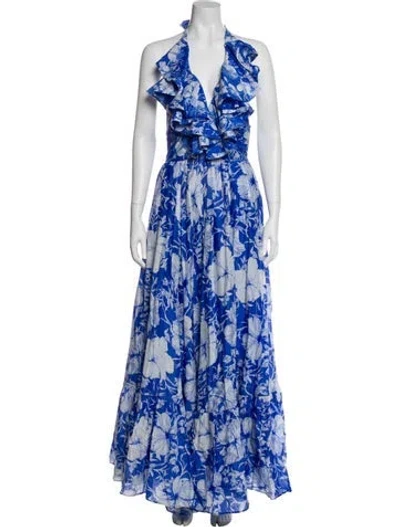 Pre-owned Loveshackfancy Floral Print Long Dress In Blue