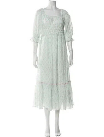 Pre-owned Loveshackfancy Floral Print Long Dress In Blue