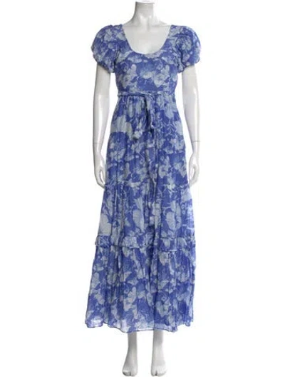 Pre-owned Loveshackfancy Floral Print Long Dress In Blue