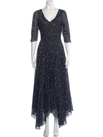 Pre-owned Loveshackfancy Floral Print Long Dress In Blue