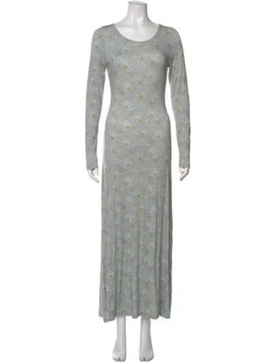 Pre-owned Loveshackfancy Floral Print Long Dress In Blue