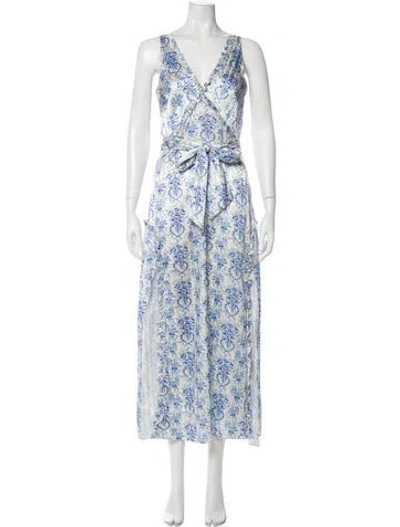 Pre-owned Loveshackfancy Floral Print Long Dress In Blue