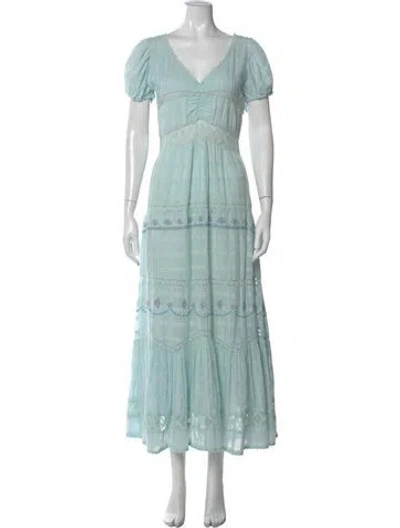 Pre-owned Loveshackfancy Floral Print Long Dress In Blue