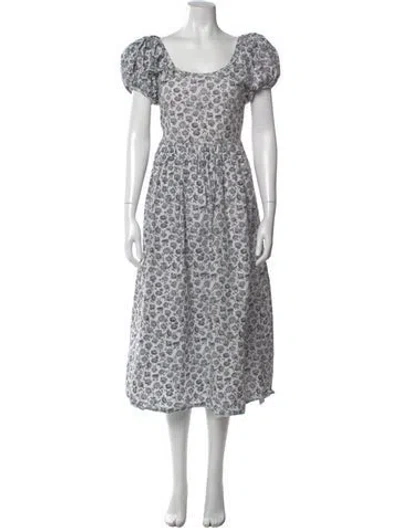 Pre-owned Loveshackfancy Floral Print Long Dress In Blue