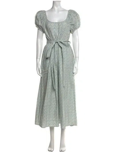 Pre-owned Loveshackfancy Floral Print Long Dress In Blue