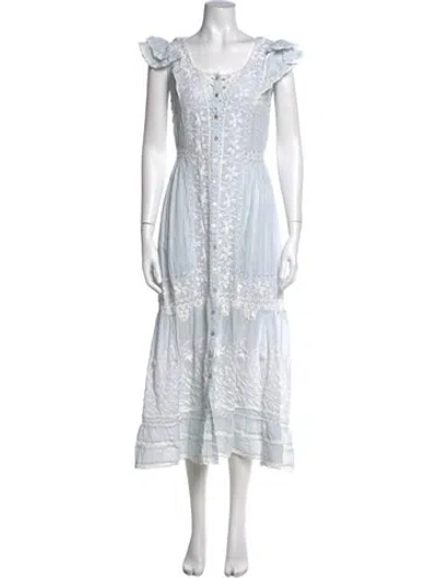 Pre-owned Loveshackfancy Floral Print Long Dress In Blue