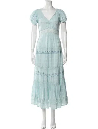 Pre-owned Loveshackfancy Floral Print Long Dress In Blue