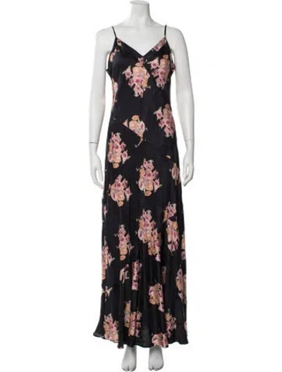 Pre-owned Loveshackfancy Floral Print Long Dress In Blue