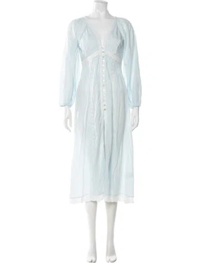 Pre-owned Loveshackfancy Floral Print Long Dress In Blue