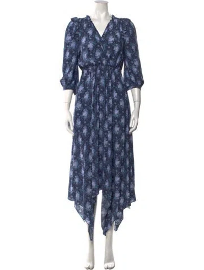 Pre-owned Loveshackfancy Floral Print Long Dress In Blue