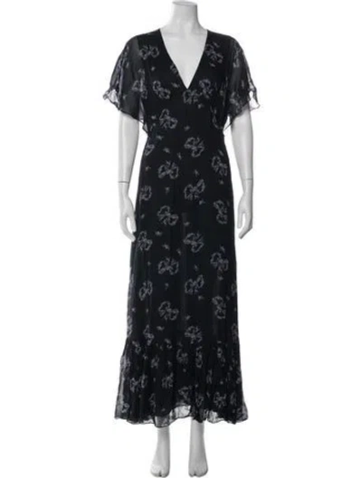 Pre-owned Loveshackfancy Floral Print Long Dress In Blue