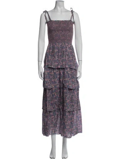 Pre-owned Loveshackfancy Floral Print Long Dress In Blue
