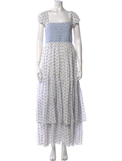Pre-owned Loveshackfancy Floral Print Long Dress In Blue