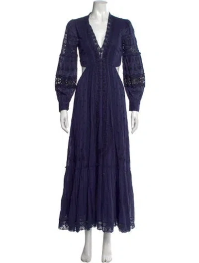 Pre-owned Loveshackfancy Floral Print Long Dress In Blue