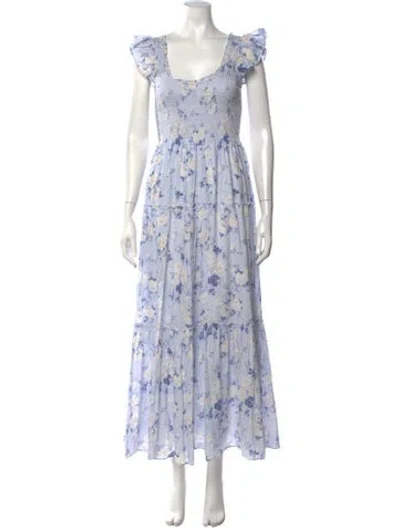 Pre-owned Loveshackfancy Floral Print Long Dress In Blue
