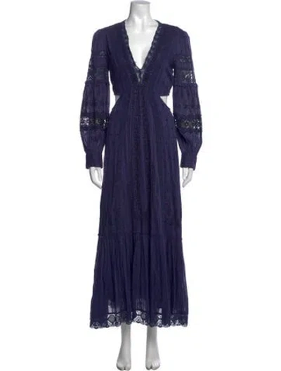 Pre-owned Loveshackfancy Floral Print Long Dress In Blue
