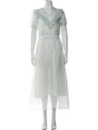 Pre-owned Loveshackfancy Floral Print Long Dress In Green