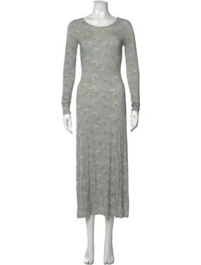 Pre-owned Loveshackfancy Floral Print Long Dress In Green