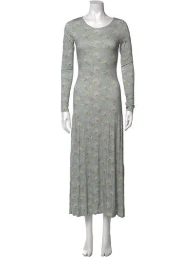 Pre-owned Loveshackfancy Floral Print Long Dress In Green