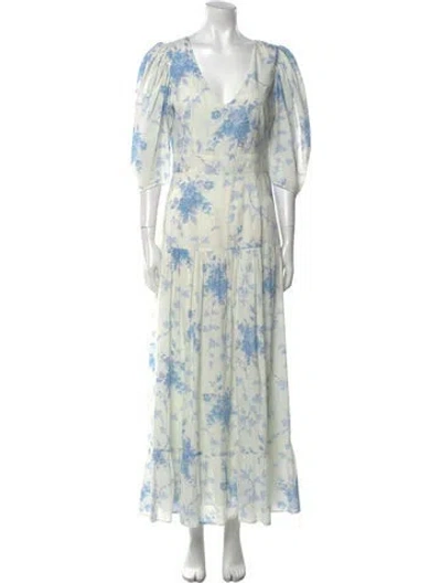 Pre-owned Loveshackfancy Floral Print Long Dress In Multi