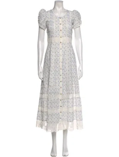 Pre-owned Loveshackfancy Floral Print Long Dress In Multi