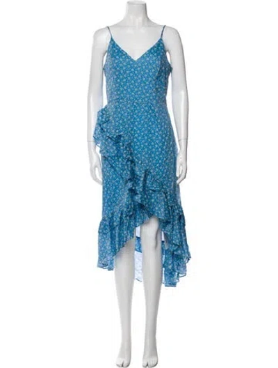 Pre-owned Loveshackfancy Floral Print Long Dress In Multi