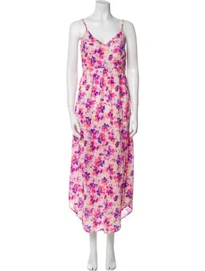 Pre-owned Loveshackfancy Floral Print Long Dress In Multi