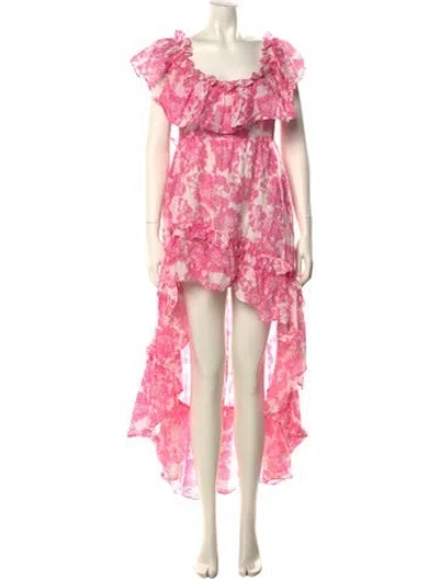 Pre-owned Loveshackfancy Floral Print Long Dress In Multi