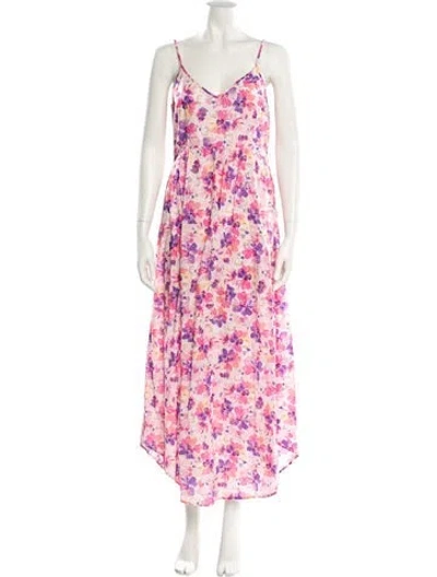Pre-owned Loveshackfancy Floral Print Long Dress In Multi