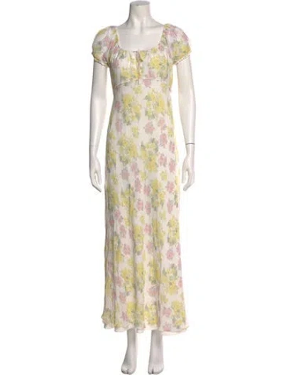 Pre-owned Loveshackfancy Floral Print Long Dress In Multi