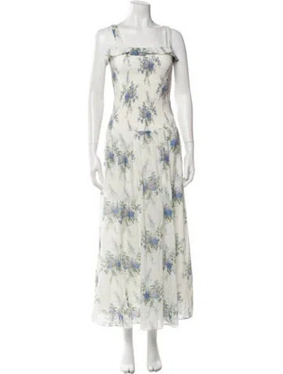 Pre-owned Loveshackfancy Floral Print Long Dress In Multi