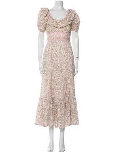 Pre-owned Loveshackfancy Floral Print Long Dress In Multi