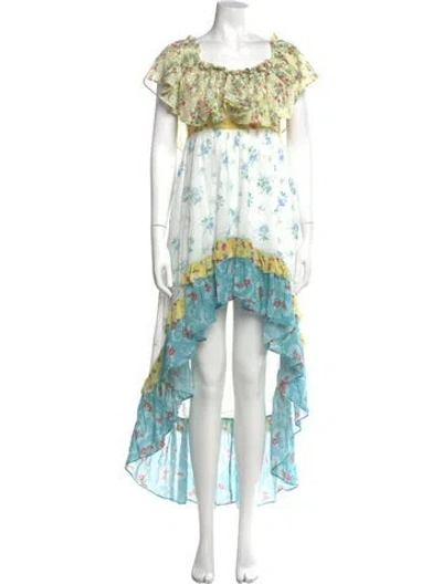 Pre-owned Loveshackfancy Floral Print Long Dress In Multi