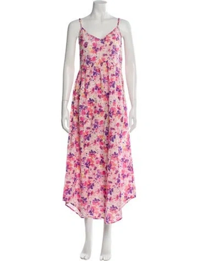 Pre-owned Loveshackfancy Floral Print Long Dress In Multi