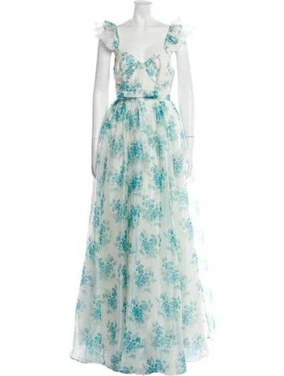 Pre-owned Loveshackfancy Floral Print Long Dress In Multi
