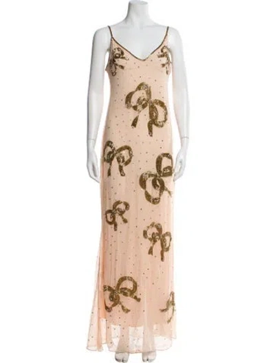 Pre-owned Loveshackfancy Floral Print Long Dress In Multi