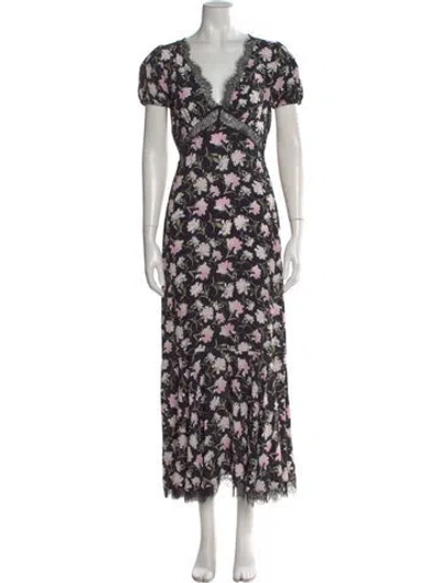 Pre-owned Loveshackfancy Floral Print Long Dress In Multi