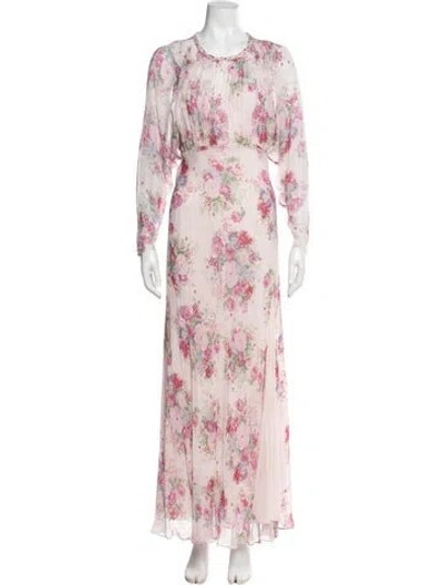 Pre-owned Loveshackfancy Floral Print Long Dress In Multi