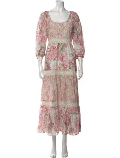 Pre-owned Loveshackfancy Floral Print Long Dress In Multi