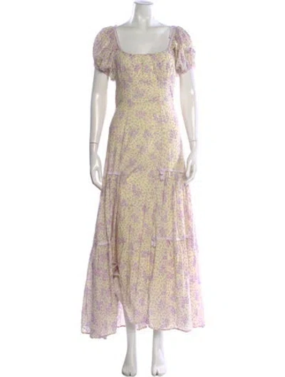 Pre-owned Loveshackfancy Floral Print Long Dress In Multi