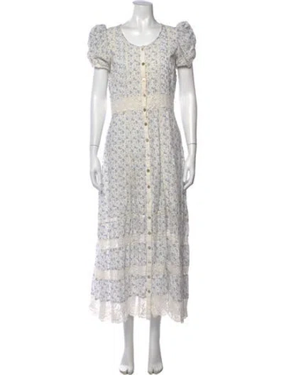 Pre-owned Loveshackfancy Floral Print Long Dress In Multi