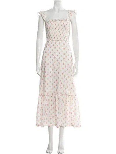 Pre-owned Loveshackfancy Floral Print Long Dress In Multicolor