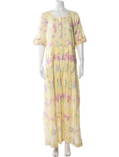 Pre-owned Loveshackfancy Floral Print Long Dress In Multicolor